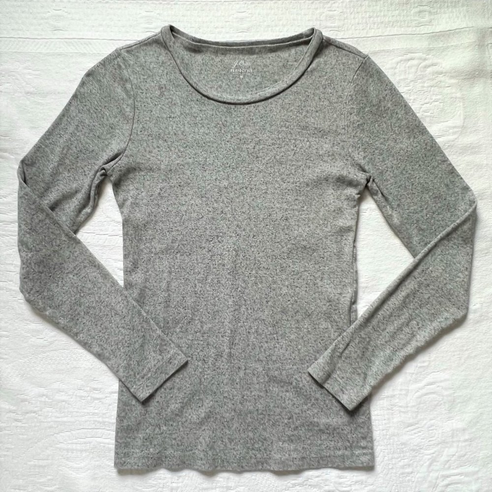J. Crew Slim perfect long-sleeve T-shirt in heather gray
